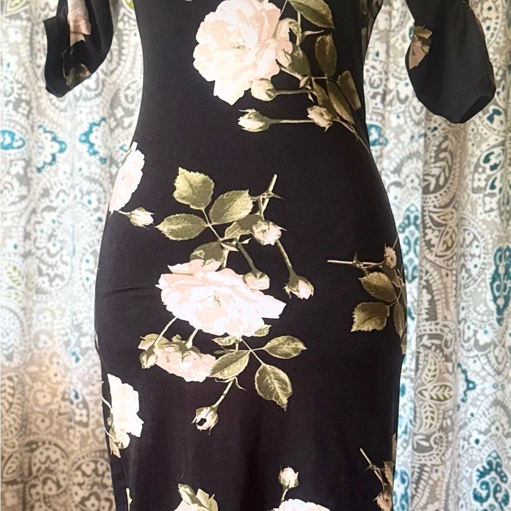 Cabana Life Black and Cream Floral Maxi Dress